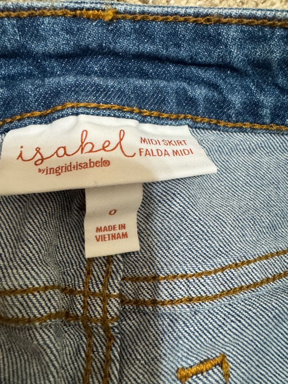 Isabel Maternity by Ingrid & Isabel Denim Midi Skirt Size 0 NWT - Picture 6 of 13